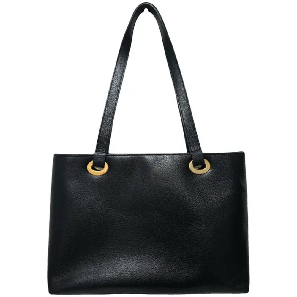 SALE Vintage Gucci Leather Aphrodite Black Tote Bag Medium Gold w/FREE Accessory - Picture 1 of 16